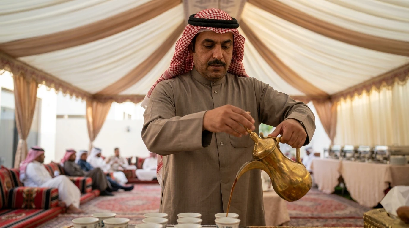خدمة قهوجيين وصبّابين للحفلات — قبل