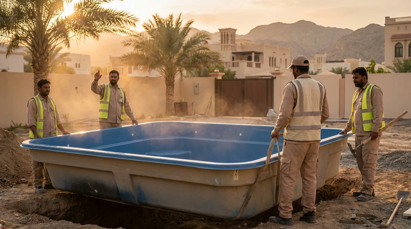 فريق تركيب مسابح فايبر جلاس في عُمان 2